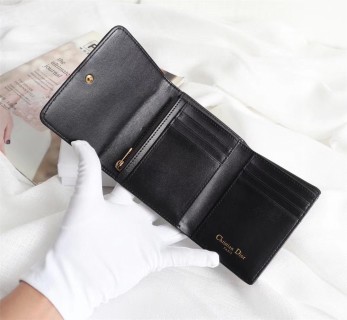 Dior CD Monogram Compact Wallet Black view 6