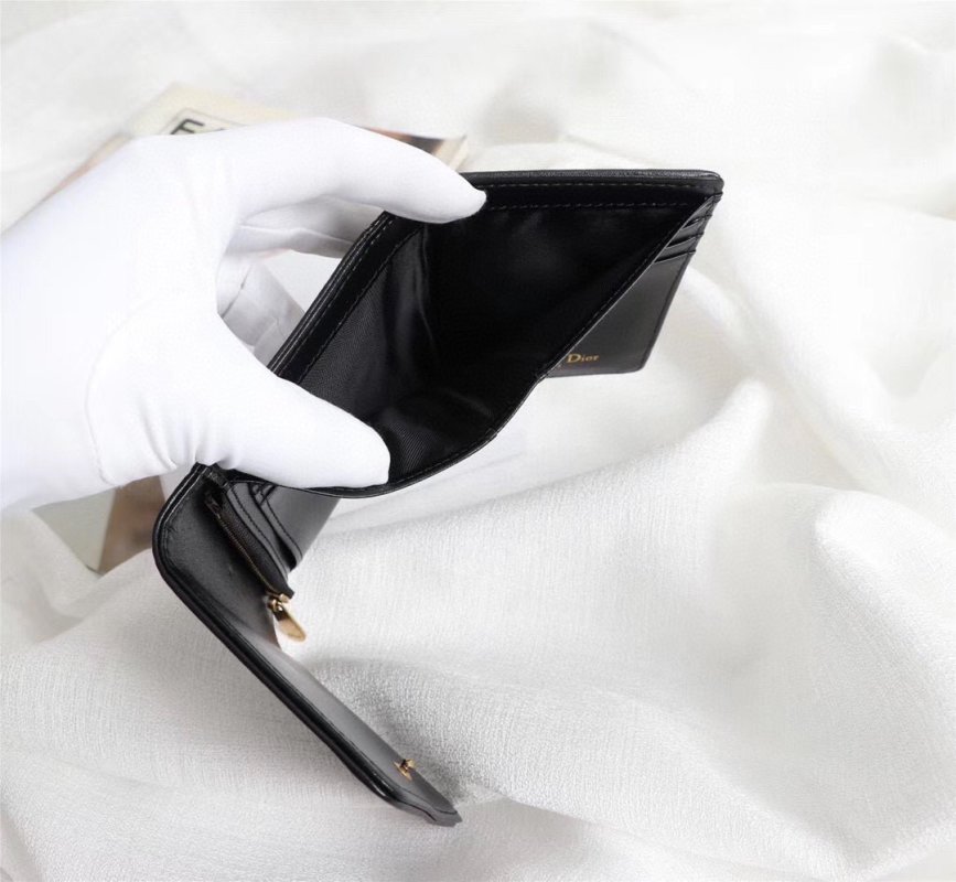 Dior CD Monogram Compact Wallet Black view