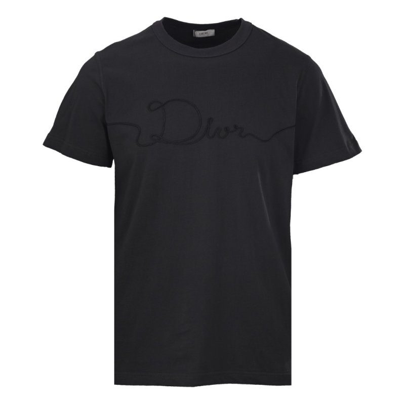 Dior Script Embroidered Black T-Shirt view