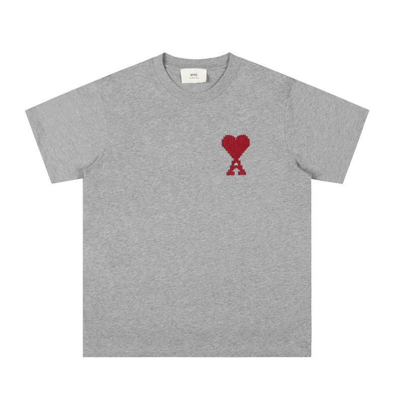 Ami Paris Grey Heart Logo T-Shirt view