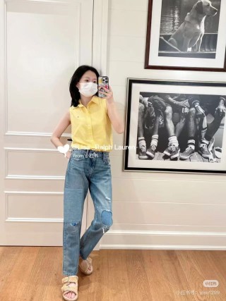 Ralph Lauren Yellow Sleeveless Button-Up Shirt view 5