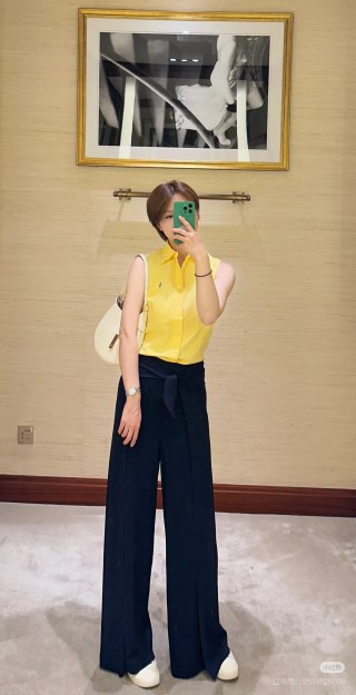 Ralph Lauren Yellow Sleeveless Button-Up Shirt view 6