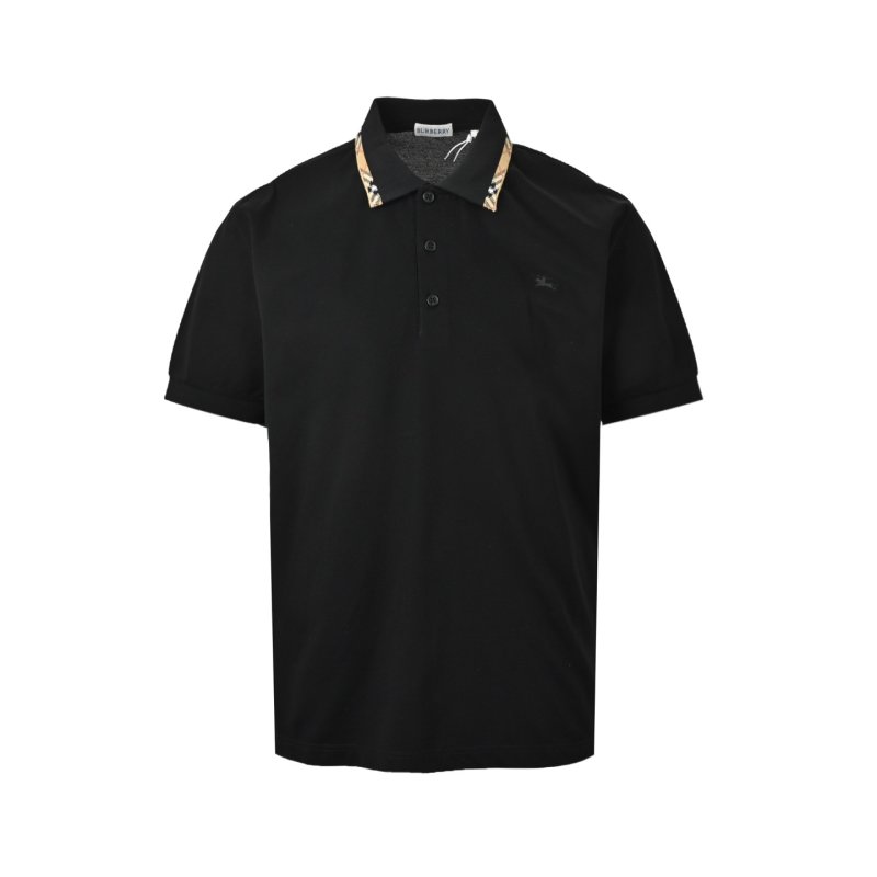 Burberry Black Polo Shirt with Check Collar view