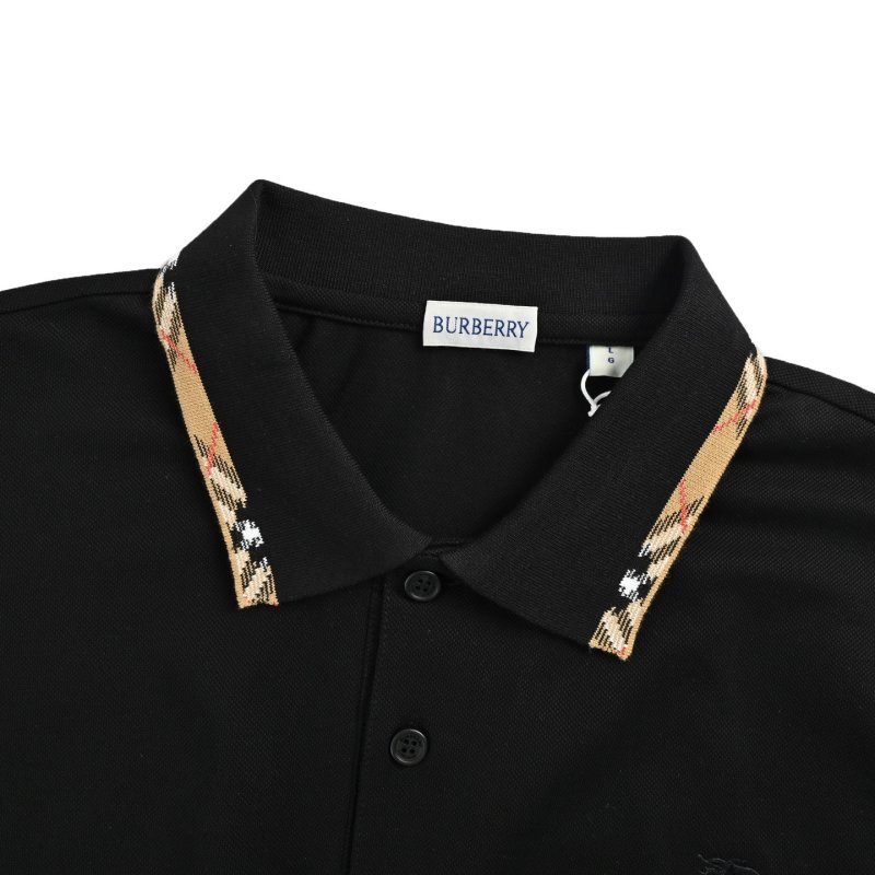 Burberry Black Polo Shirt with Check Collar view