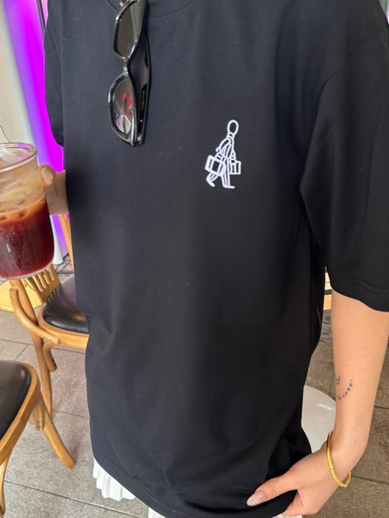 Moncler Black Logo Embroidered T-Shirt