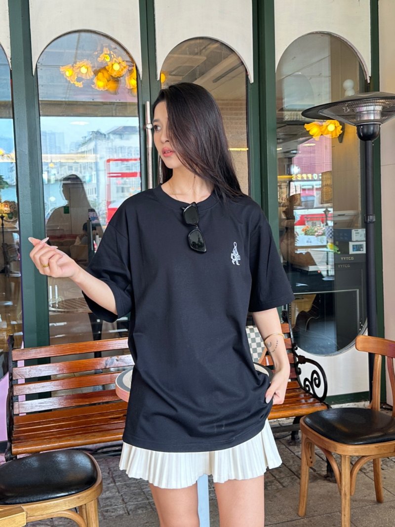 Moncler Black Logo Embroidered T-Shirt view