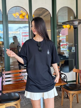 Moncler Black Logo Embroidered T-Shirt view 11