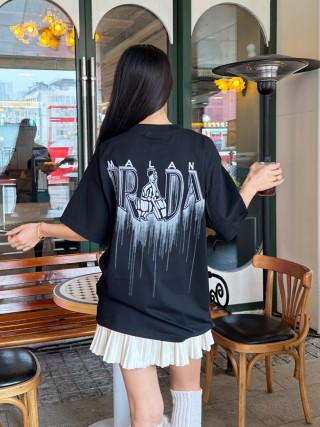 Moncler Black Logo Embroidered T-Shirt view 2