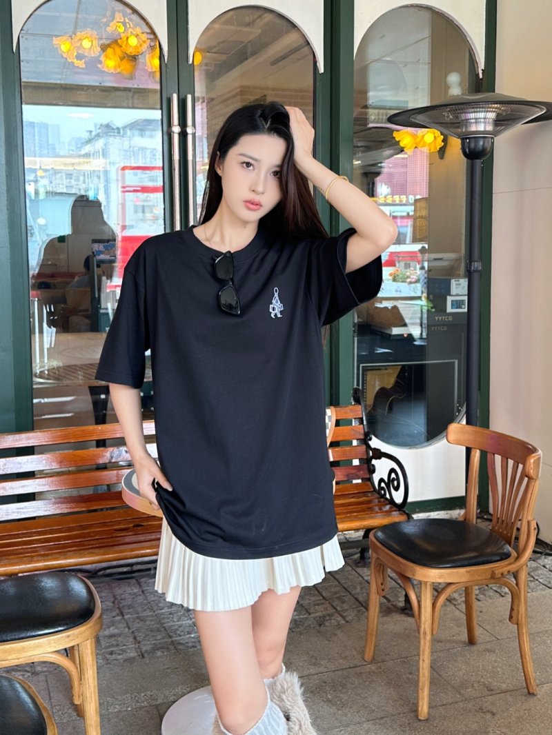 Moncler Black Logo Embroidered T-Shirt view