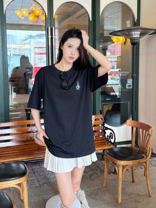 Moncler Black Logo Embroidered T-Shirt view 3