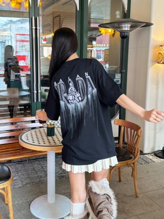 Moncler Black Logo Embroidered T-Shirt view 5