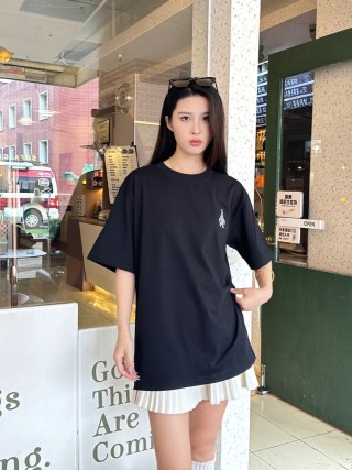 Moncler Black Logo Embroidered T-Shirt view 6