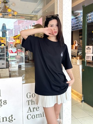 Moncler Black Logo Embroidered T-Shirt view 8