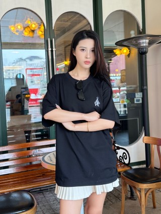 Moncler Black Logo Embroidered T-Shirt view 9