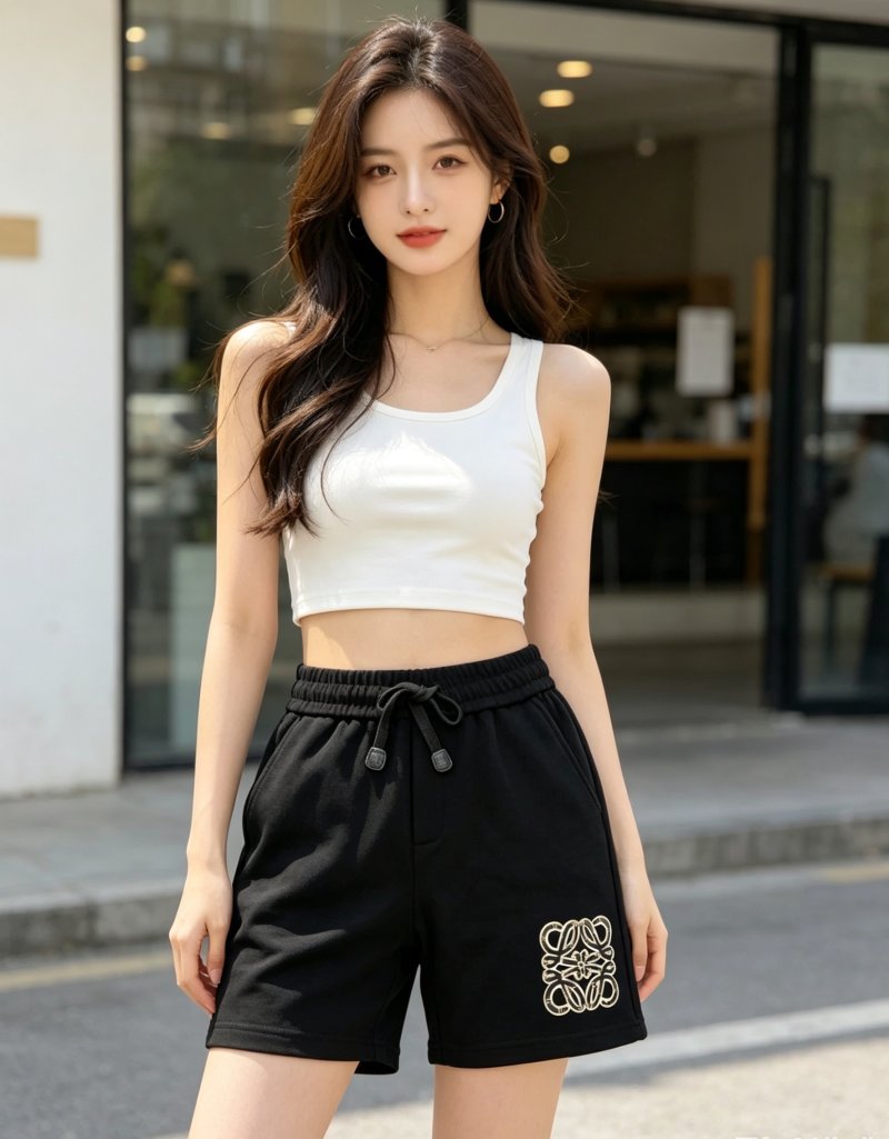 Black Monogram Embroidered Shorts