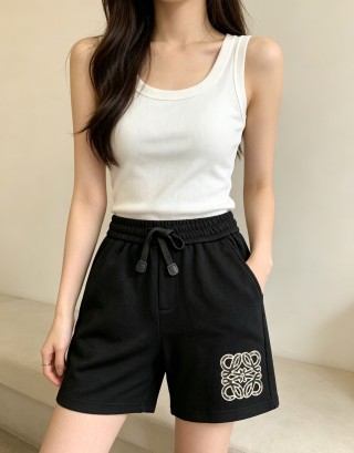 Black Monogram Embroidered Shorts view 5