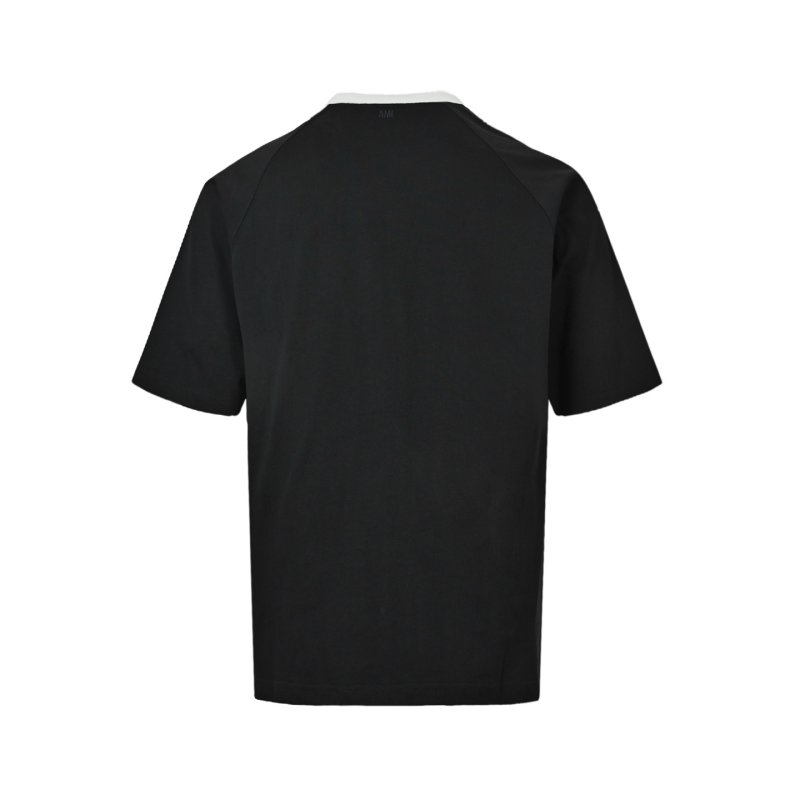 Ami Black Ringer T-Shirt with Heart Logo view