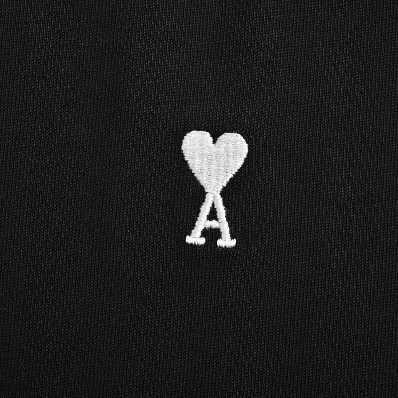 Ami Black Ringer T-Shirt with Heart Logo view