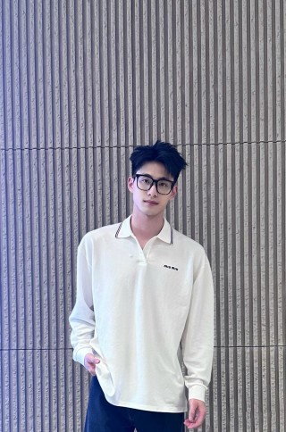 Miu Miu Long Sleeve Polo Shirt White