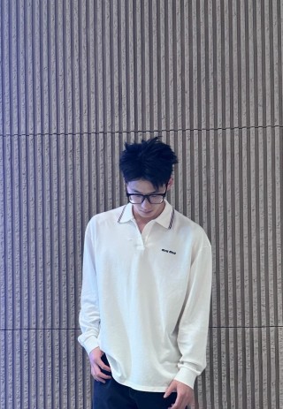 Miu Miu Long Sleeve Polo Shirt White view 2