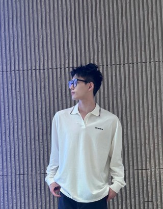 Miu Miu Long Sleeve Polo Shirt White view 3