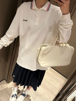 Miu Miu Long Sleeve Polo Shirt White view 7