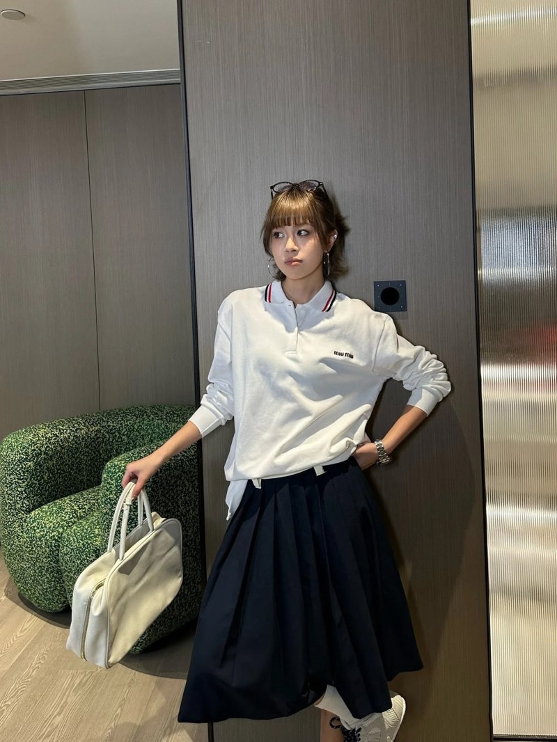 Miu Miu Long Sleeve Polo Shirt White view