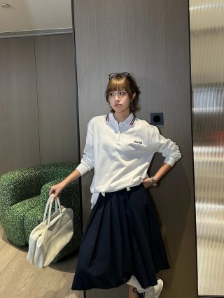 Miu Miu Long Sleeve Polo Shirt White view 8