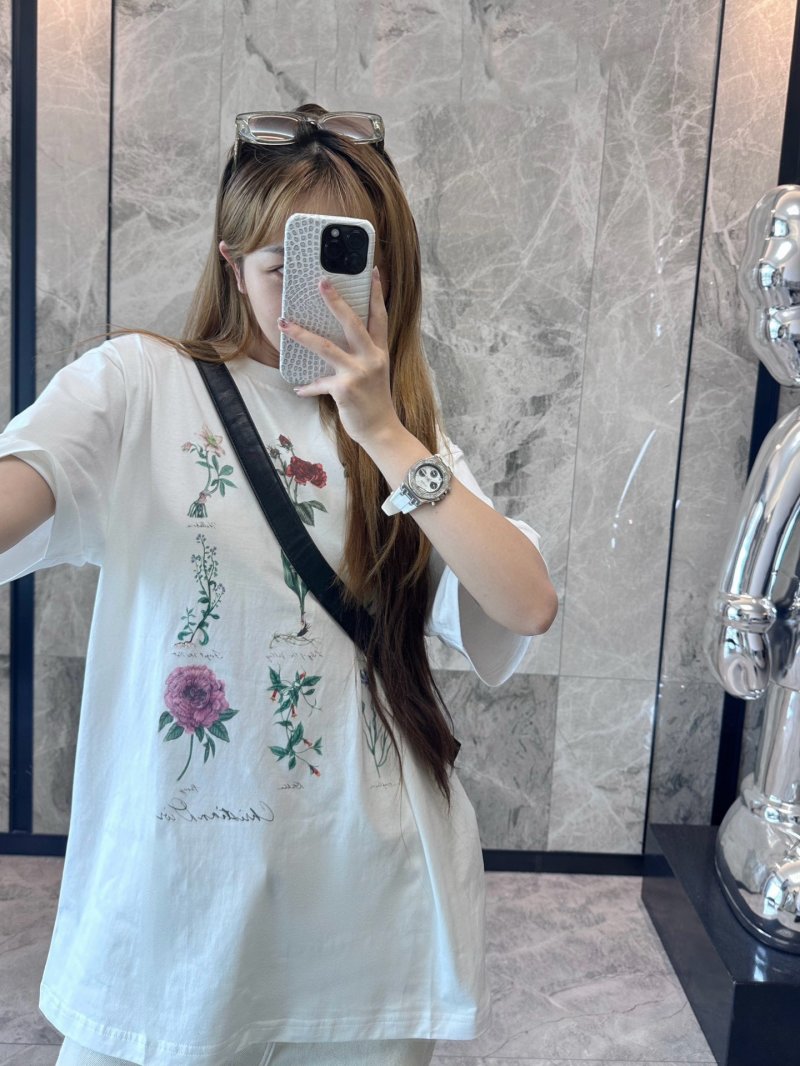 White Floral Embroidered Short Sleeve T-Shirt view