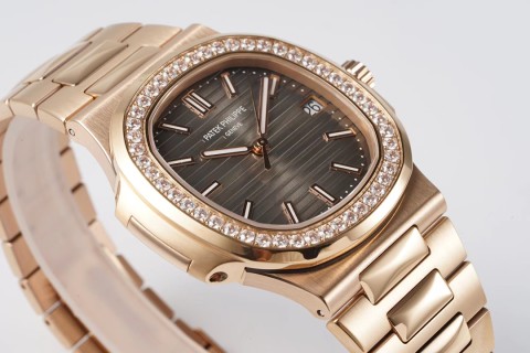 Patek Philippe Nautilus Rose Gold Diamond Bezel Watch view 2