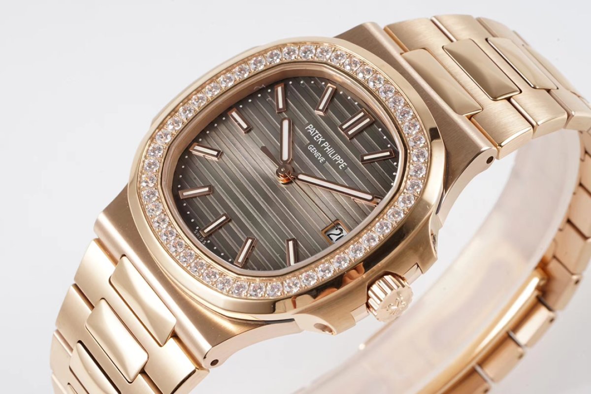 Patek Philippe Nautilus Rose Gold Diamond Bezel Watch view