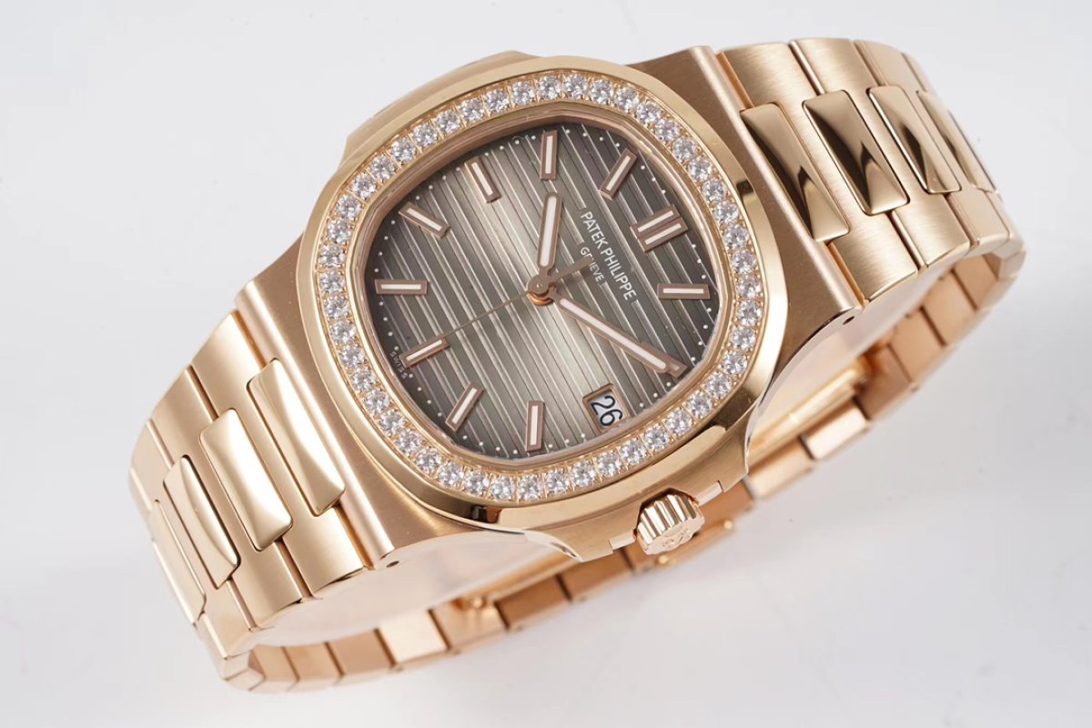 Patek Philippe Nautilus Rose Gold Diamond Bezel Watch view