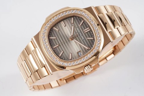 Patek Philippe Nautilus Rose Gold Diamond Bezel Watch view 5