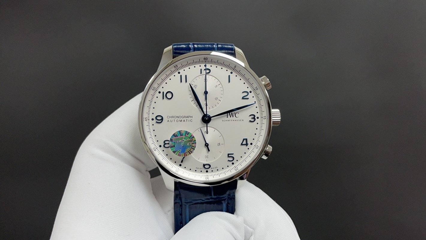 IWC Portuguese Chronograph 41mm Automatic Watch Silver Blue