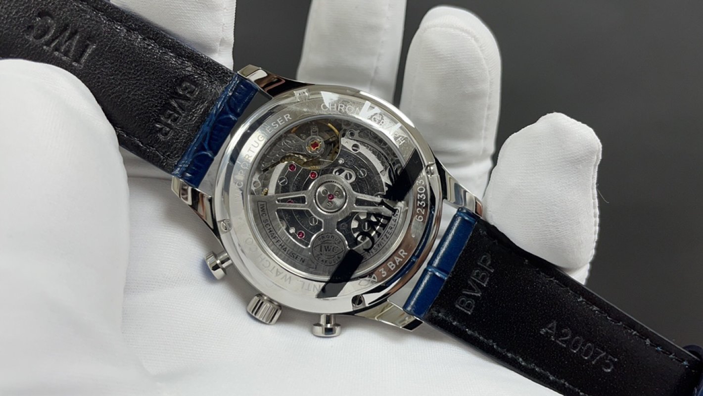IWC Portuguese Chronograph 41mm Automatic Watch Silver Blue view