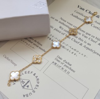 Van Cleef & Arpels Four-Leaf Clover Mother-of-Pearl Gold Bracelet