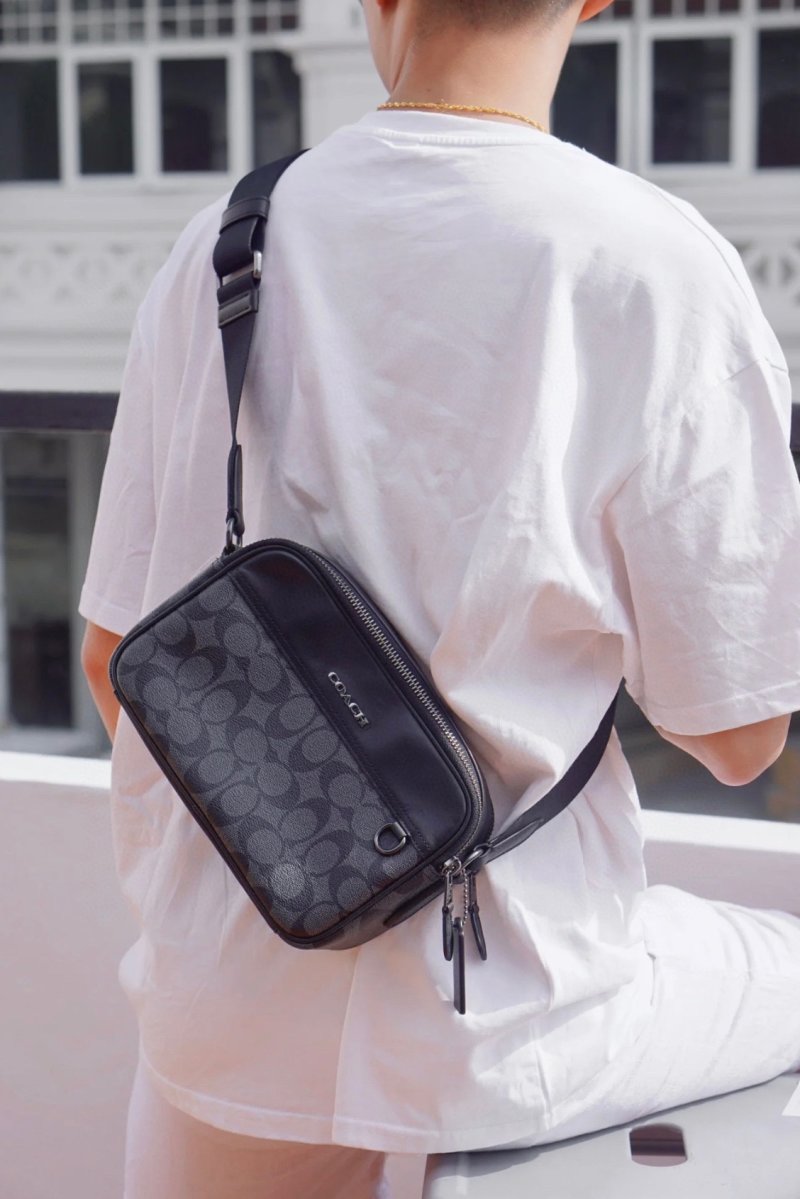 Coach Black Monogram Camera Crossbody Bag