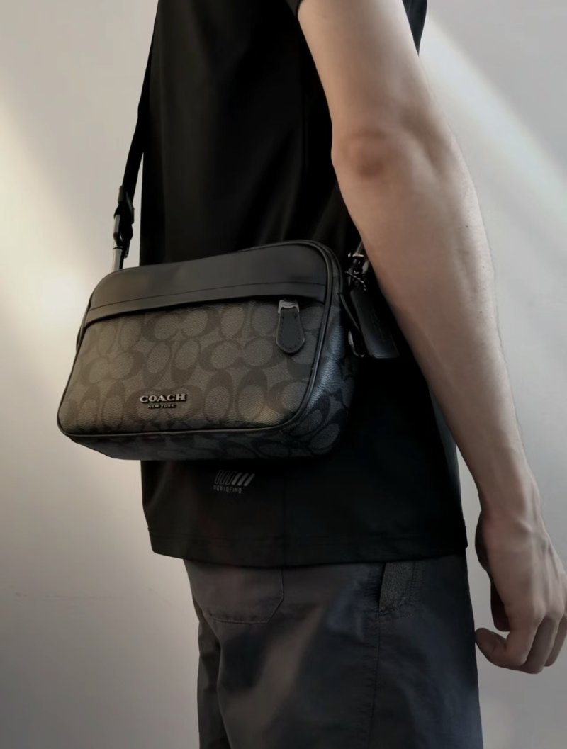 Coach Black Monogram Camera Crossbody Bag view