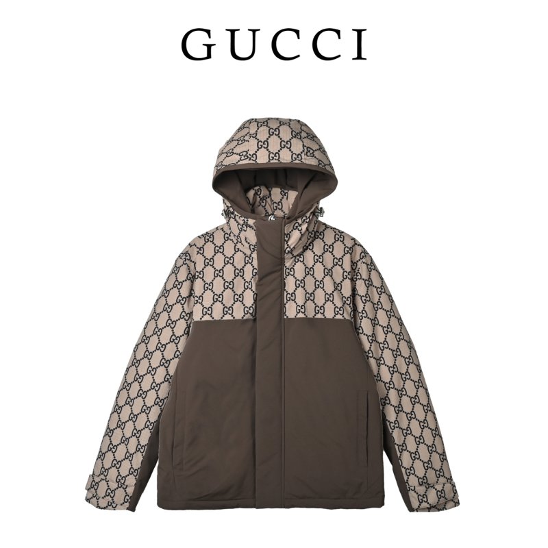 Gucci GG Monogram Brown Down Puffer Jacket view