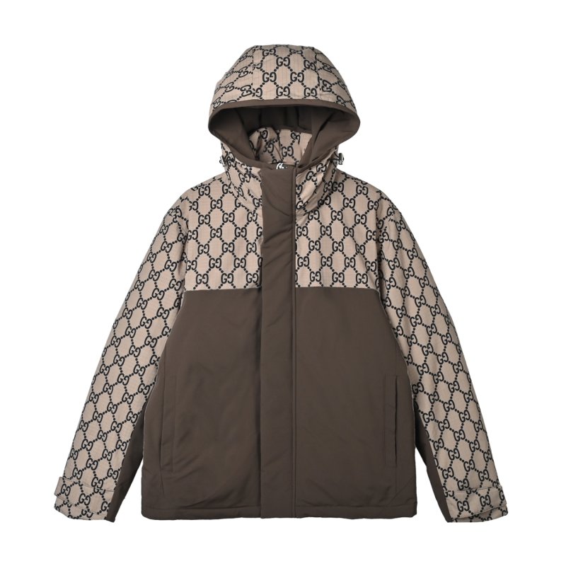 Gucci GG Monogram Brown Down Puffer Jacket view