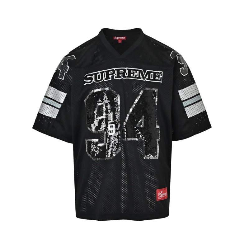 Supreme Black '94' Jersey T-Shirt with Gray Stripes view