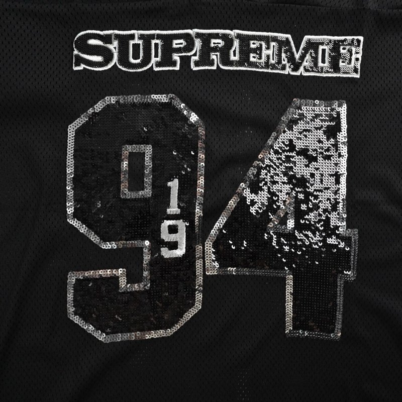 Supreme Black '94' Jersey T-Shirt with Gray Stripes view
