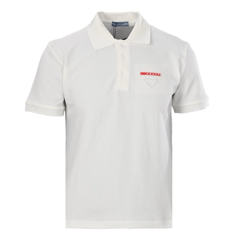 Prada Triangle Logo Polo Shirt - White view