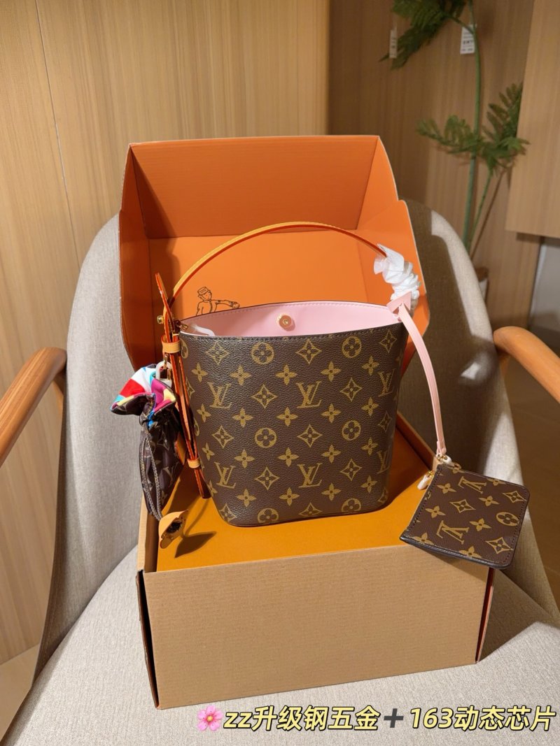 Louis Vuitton BB Monogram Canvas Bucket Bag Brown