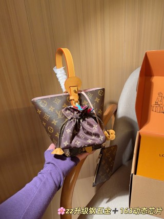 Louis Vuitton BB Monogram Canvas Bucket Bag Brown view 3