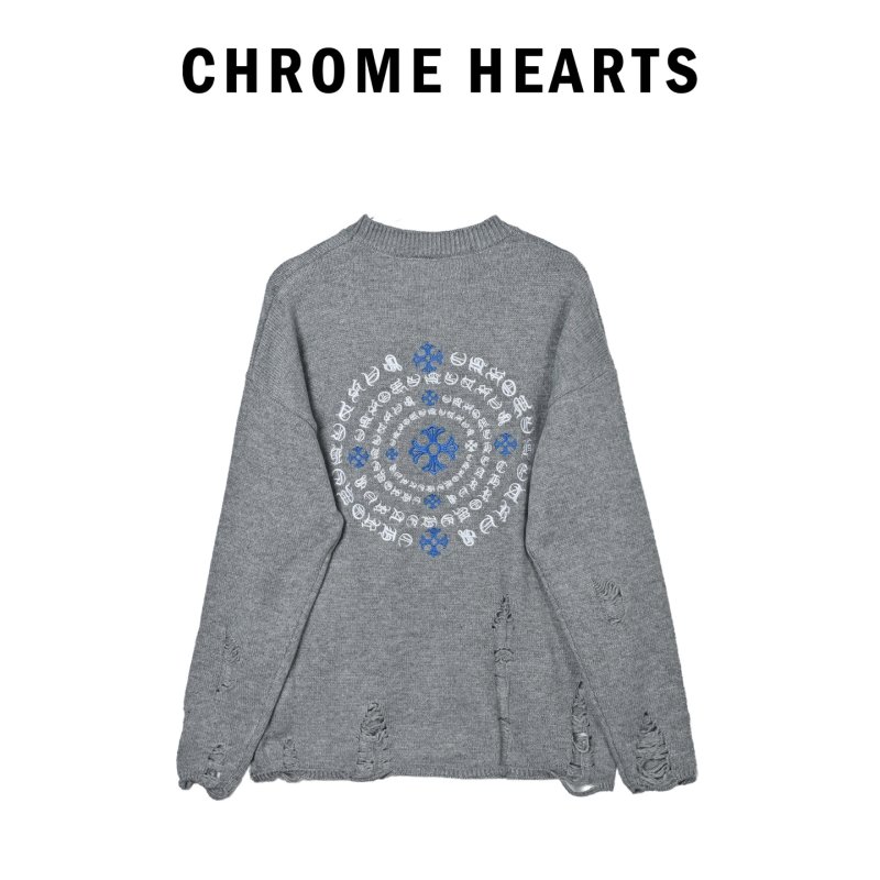 Grey Distressed Crew Neck Sweater view