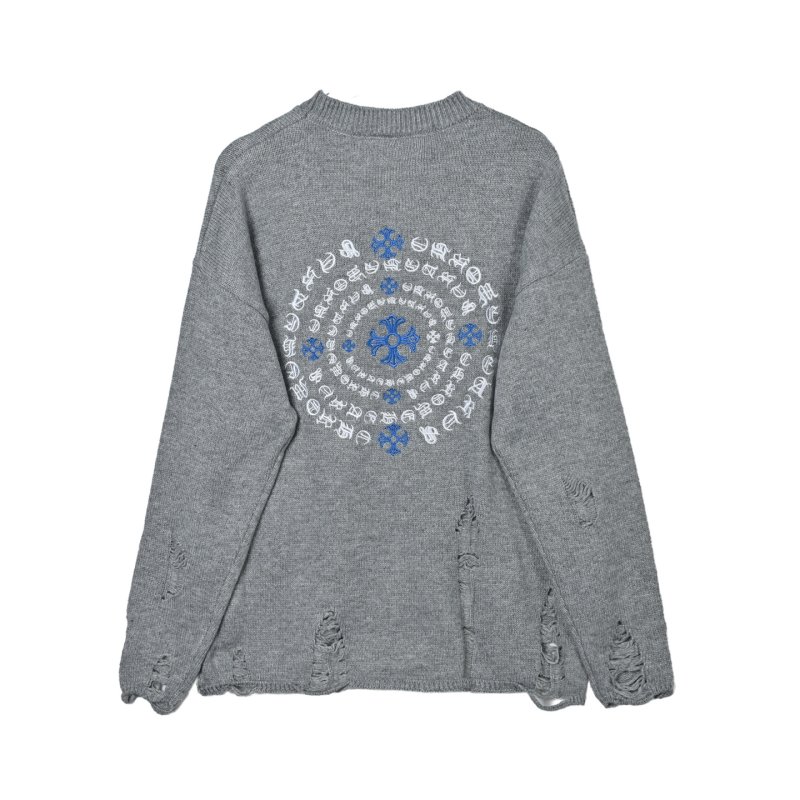 Grey Distressed Crew Neck Sweater view
