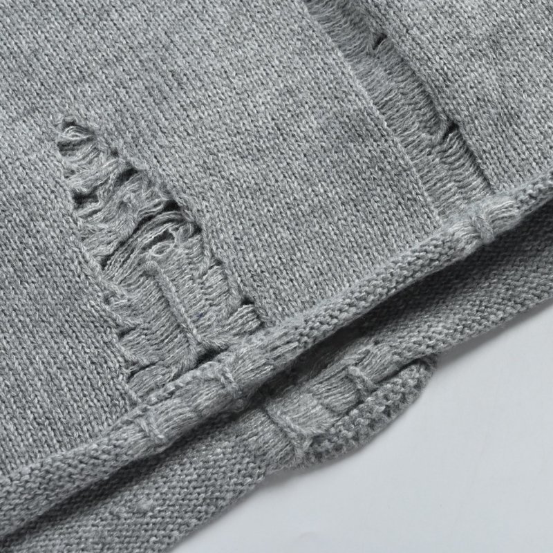 Grey Distressed Crew Neck Sweater view