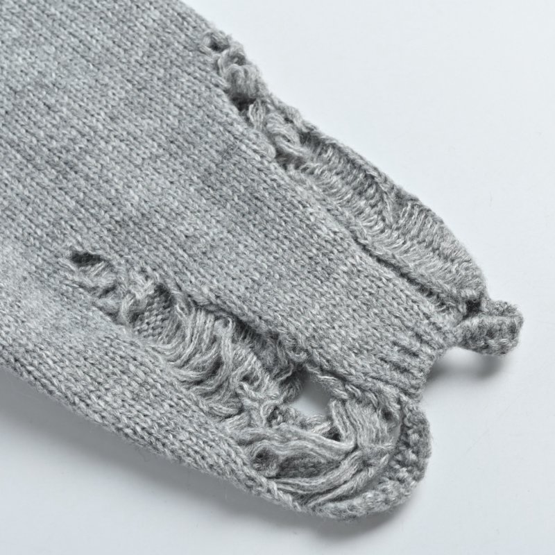 Grey Distressed Crew Neck Sweater view