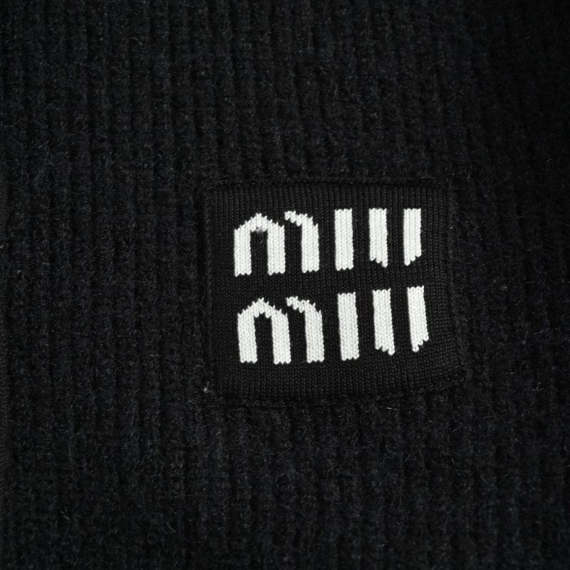 Miu Miu Black Ribbed Zip Cardigan view